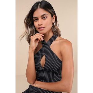 Lulu's Black and White Striped Jumpsuit